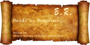 Belász Romulusz névjegykártya